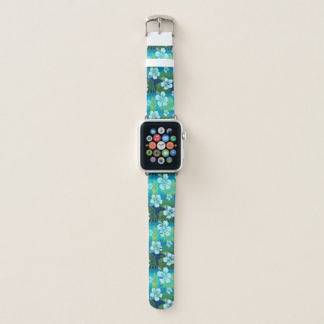 Kalani Tie Dye Blend Tropical Hibiscus - Teal Apple Watch Band (Front)
