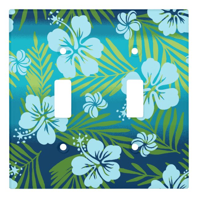 Kalani Tie Dye Blend Tropical Hibiscus - Teal Light Switch Cover (Front)