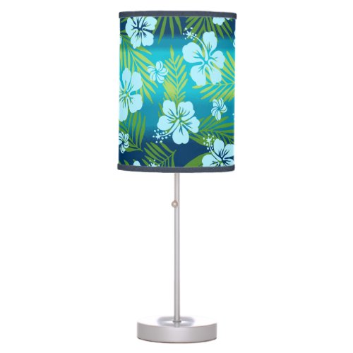 Kalani Tie Dye Blend Tropical Hibiscus _ Teal Table Lamp