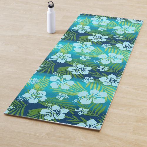 Kalani Tie Dye Blend Tropical Hibiscus _ Teal Yoga Mat