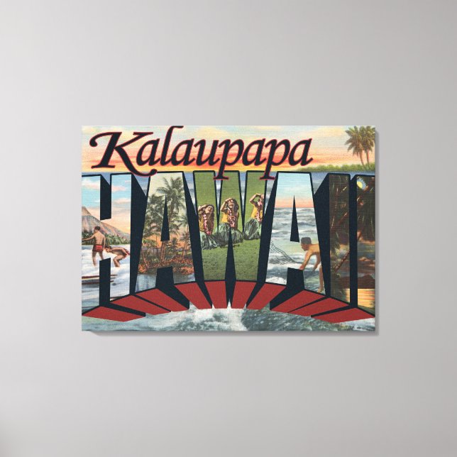 Kalaupapa, Hawaii - Large Letter Scenes Canvas Print (Front)