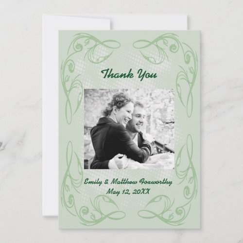 Kale Abstract Swirl Border Thank You Flat Card