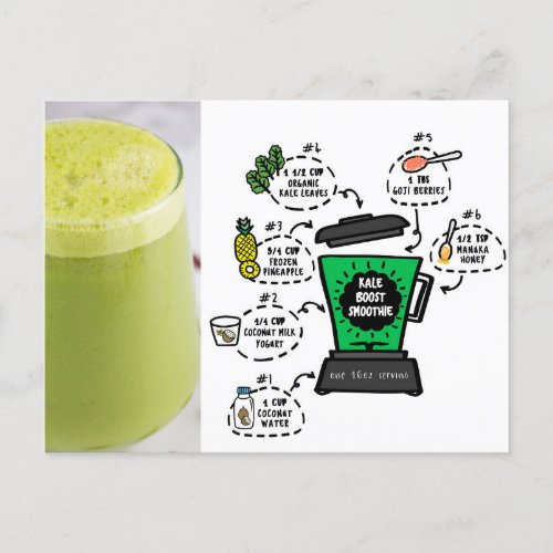 kale boost smoothie recipe postcard