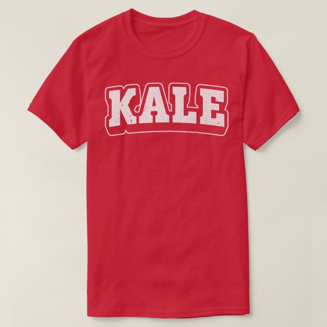 Kale Distressed Powered By Veggies Funny Vegetaria T-Shirt (Design Front)