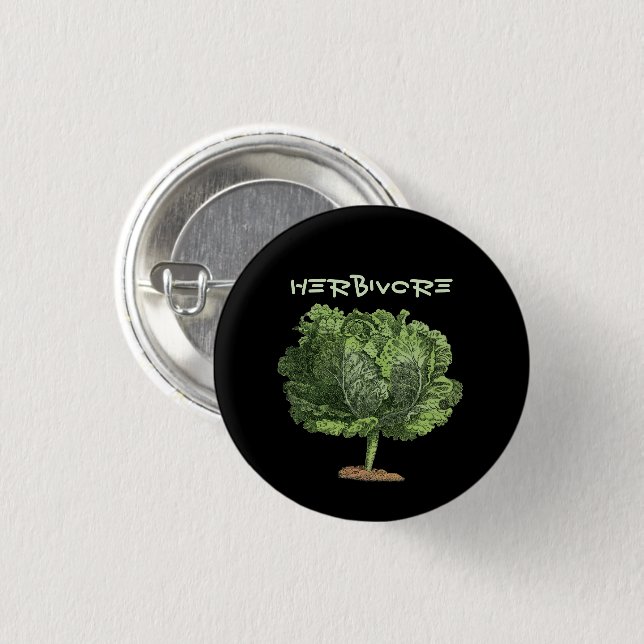 Kale Herbivore Vegan Vegetarian Button (Front & Back)