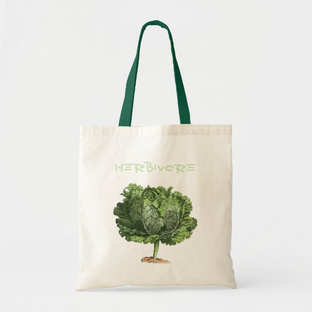 Kale Herbivore Vegan Vegetarian Tote Bag (Front)