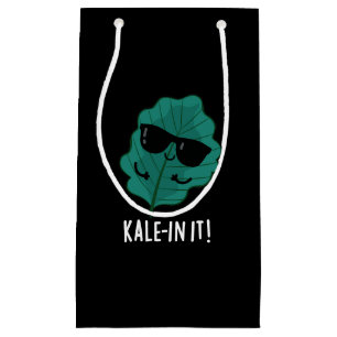 Kale-in It Funny Veggie Kale Pun Dark BG Small Gift Bag