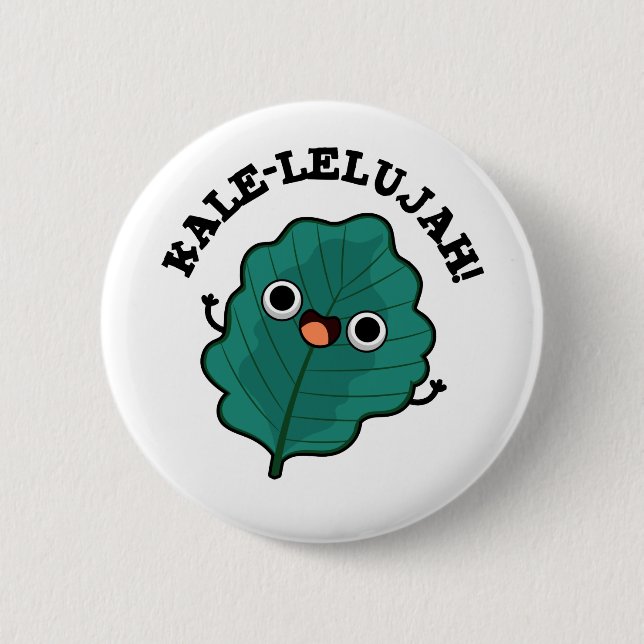 Kale-lelujah Funny Veggie Kale Pun  Button (Front)