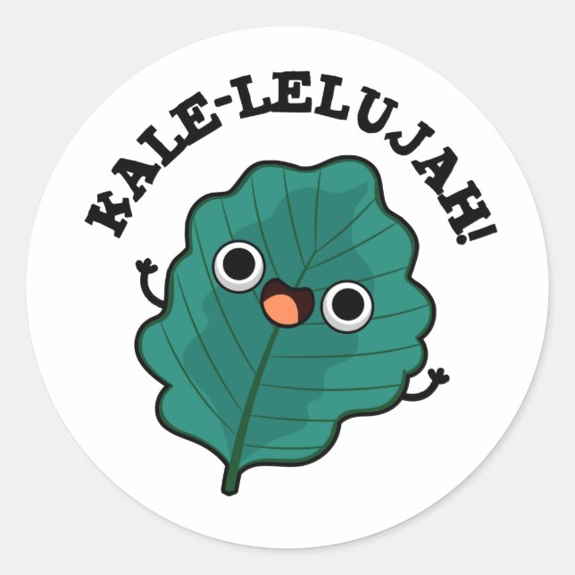 Kale-lelujah Funny Veggie Kale Pun  Classic Round Sticker (Front)