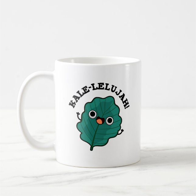 Kale-lelujah Funny Veggie Kale Pun  Coffee Mug (Left)