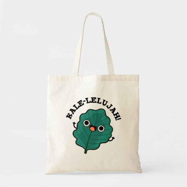 Kale-lelujah Funny Veggie Kale Pun Tote Bag (Front)