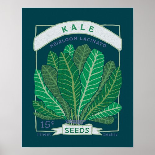 Kale Seed Packet Poster Navy