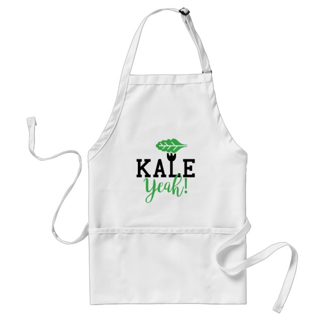 Kale Yeah Funny Vegan Design Adult Apron (Front)