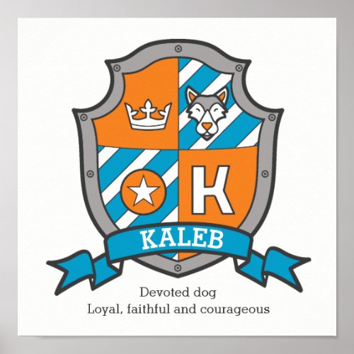 Kaleb boys K name meaning orange crest dog poster