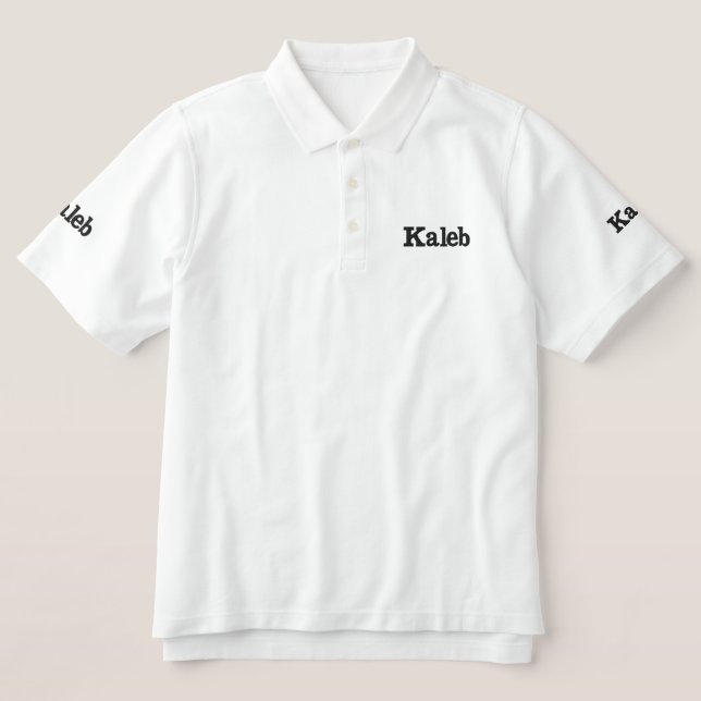 Kaleb: Embroidered Male Name, Polo Shirt (Design Front)