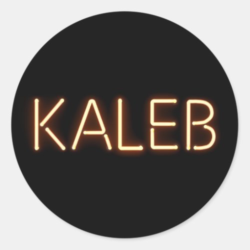 Kaleb Name in Glowing Neon Lights Classic Round Sticker