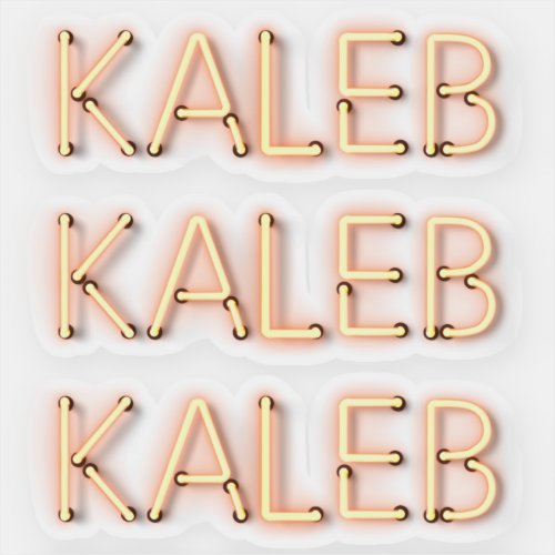 Kaleb Name in Glowing Neon Lights x3 Sticker