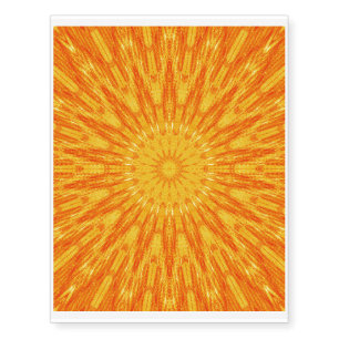 Kaleidiscopic orange star temporary tattoos