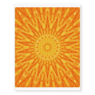 Kaleidiscopic orange star temporary tattoos