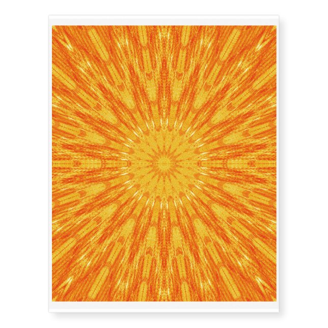 Kaleidiscopic orange star temporary tattoos (Front)