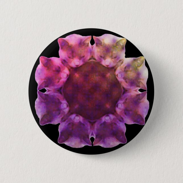 KALEIDOCAT: Luccaface (BLK) Badge Pinback Button (Front)