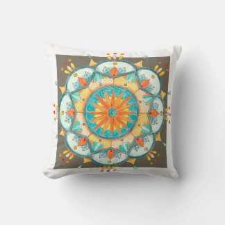 Kaleidoscope 1 Colorful Mandala Throw Pillow