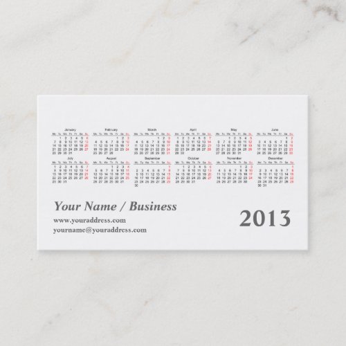 kaleidoscope 2013 pocket calendar business card