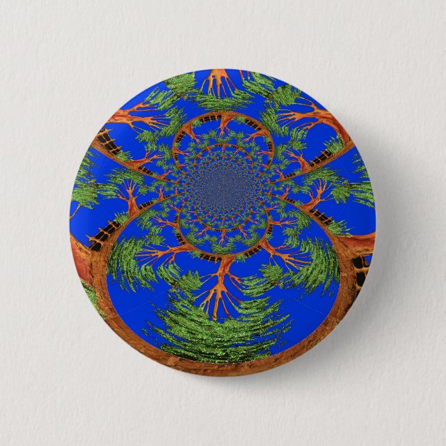Kaleidoscope Acacia Tree Art Print/Graphic Pinback Button (Front)