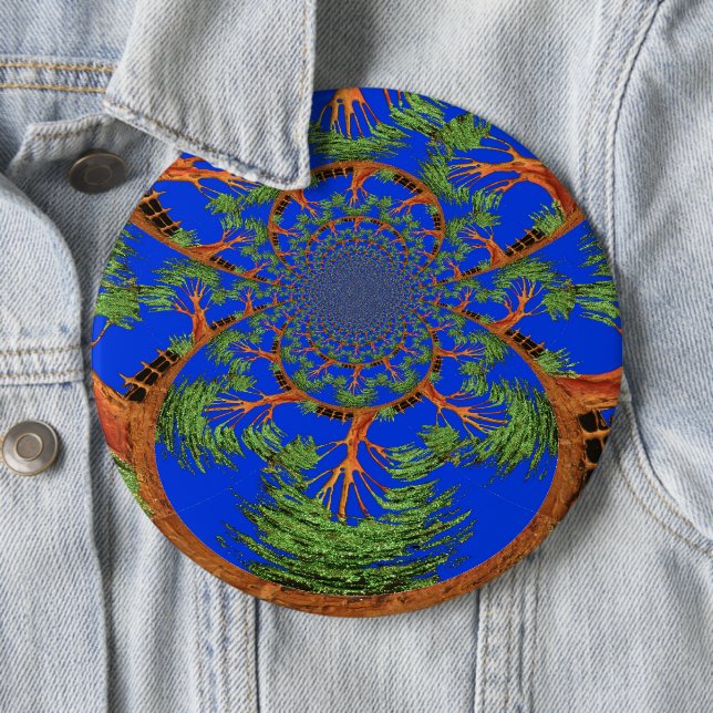 Kaleidoscope Acacia Tree Art Print/Graphic Pinback Button (In Situ)
