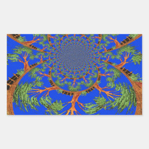 Kaleidoscope Acacia Tree Art Print/Graphic Rectangular Sticker