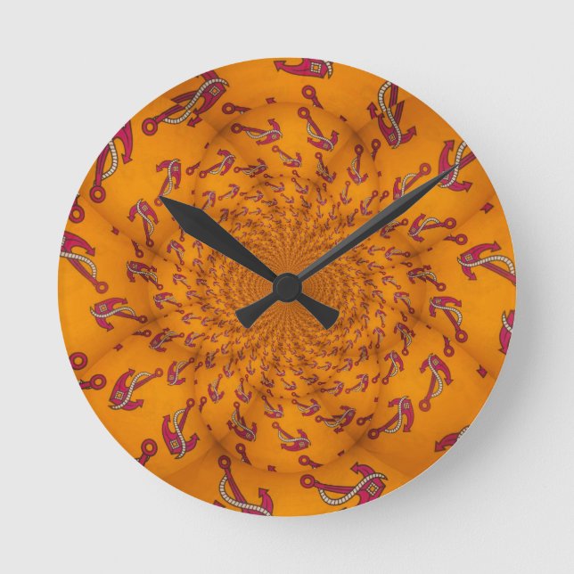 Kaleidoscope Anchor Art Print Round Clock (Front)