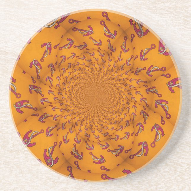 Kaleidoscope Anchor Art Print Sandstone Coaster (Front)