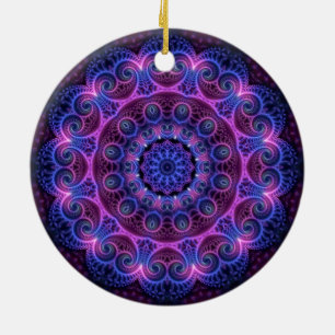Kaleidoscope Apophysis Mandala Hearts Ceramic Ornament