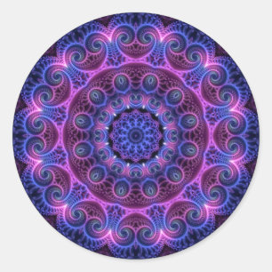 Kaleidoscope Apophysis Mandala Hearts Classic Round Sticker
