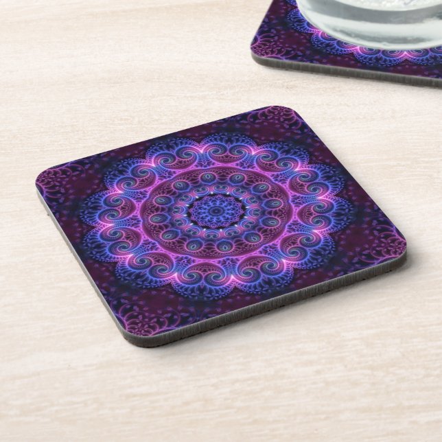 Kaleidoscope Apophysis Mandala Hearts Coaster (Left Side)