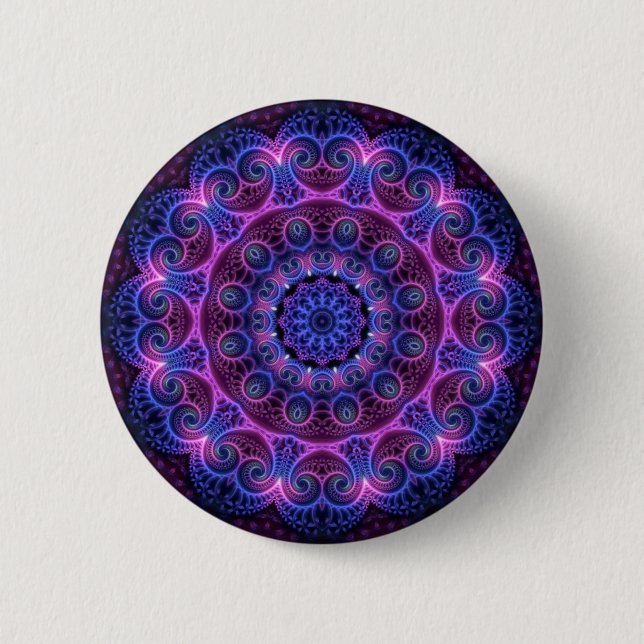 Kaleidoscope Apophysis Mandala Hearts Pinback Button (Front)