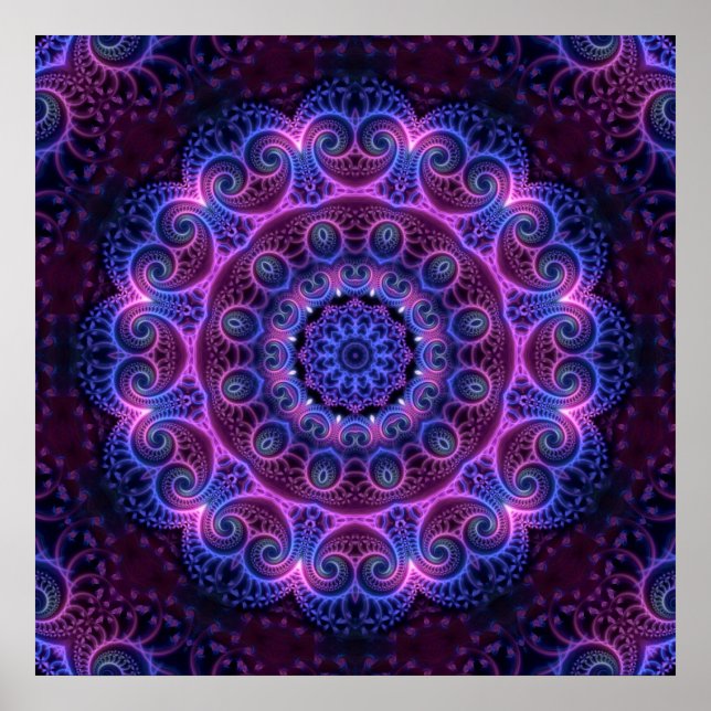 Kaleidoscope Apophysis Mandala Hearts Poster (Front)