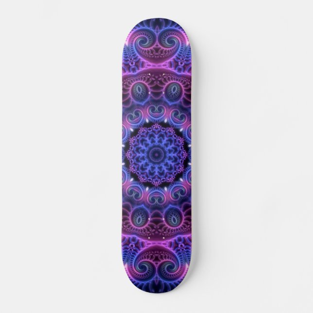 Kaleidoscope Apophysis Mandala Hearts Skateboard Deck (Front)