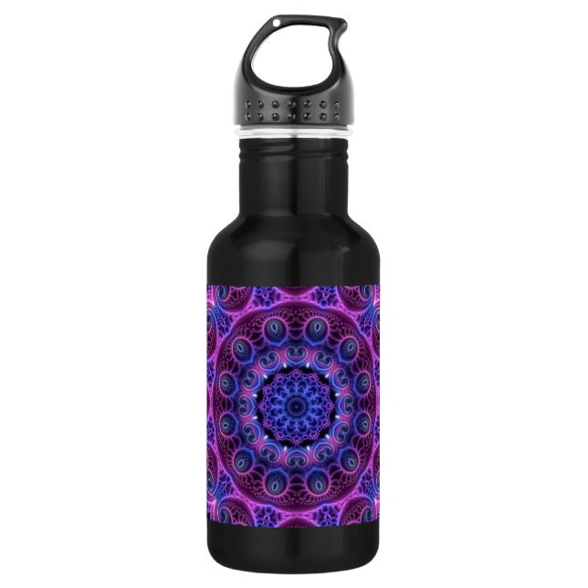 Kaleidoscope Apophysis Mandala Hearts Stainless Steel Water Bottle (Front)