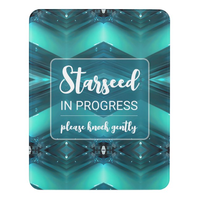 Kaleidoscope Aquamarine Turquoise Blue Teal Magic Door Sign (Contemporary Vert)