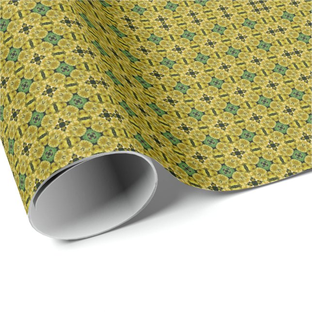 Kaleidoscope Art Primrose Flowers Nature    Wrapping Paper (Roll Corner)