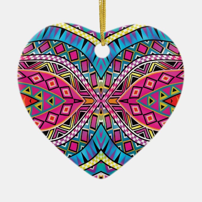 Kaleidoscope Aztec inspired pattern Ornament