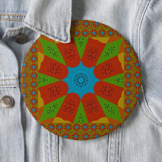 Kaleidoscope Bloom A Vibrant African Print Color   Button (In Situ)