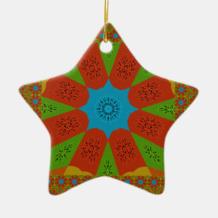 Kaleidoscope Bloom A Vibrant African Print Color Ceramic Ornament
