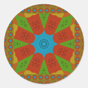 Kaleidoscope Bloom A Vibrant African Print Color Classic Round Sticker
