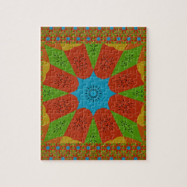 Kaleidoscope Bloom A Vibrant African Print Color   Jigsaw Puzzle (Vertical)