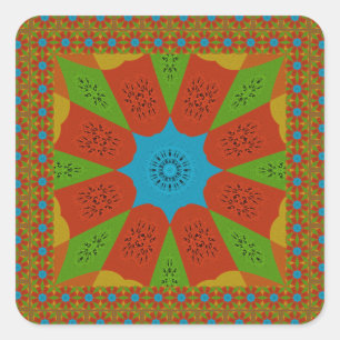 Kaleidoscope Bloom A Vibrant African Print Color Square Sticker