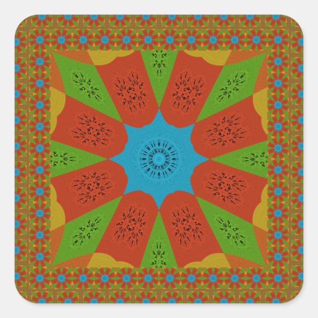 Kaleidoscope Bloom A Vibrant African Print Color   Square Sticker (Front)