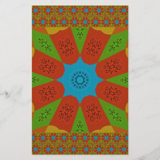 Kaleidoscope Bloom A Vibrant African Print Color   Stationery (Front)