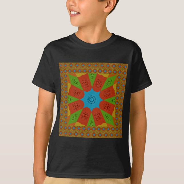 Kaleidoscope Bloom A Vibrant African Print Color   T-Shirt (Front)